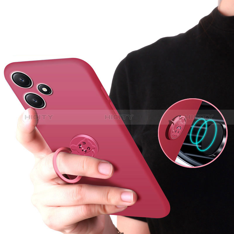 Coque Ultra Fine Silicone Souple Housse Etui avec Support Bague Anneau Aimante Magnetique S01 pour Xiaomi Poco M6 Pro 5G Plus