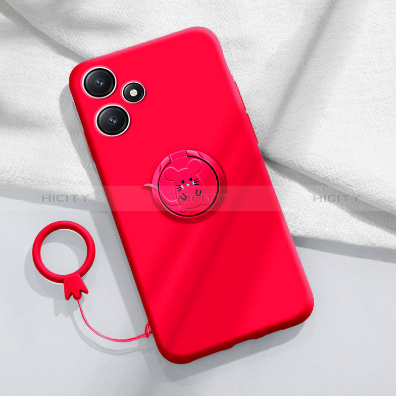 Coque Ultra Fine Silicone Souple Housse Etui avec Support Bague Anneau Aimante Magnetique S01 pour Xiaomi Poco M6 Pro 5G Plus