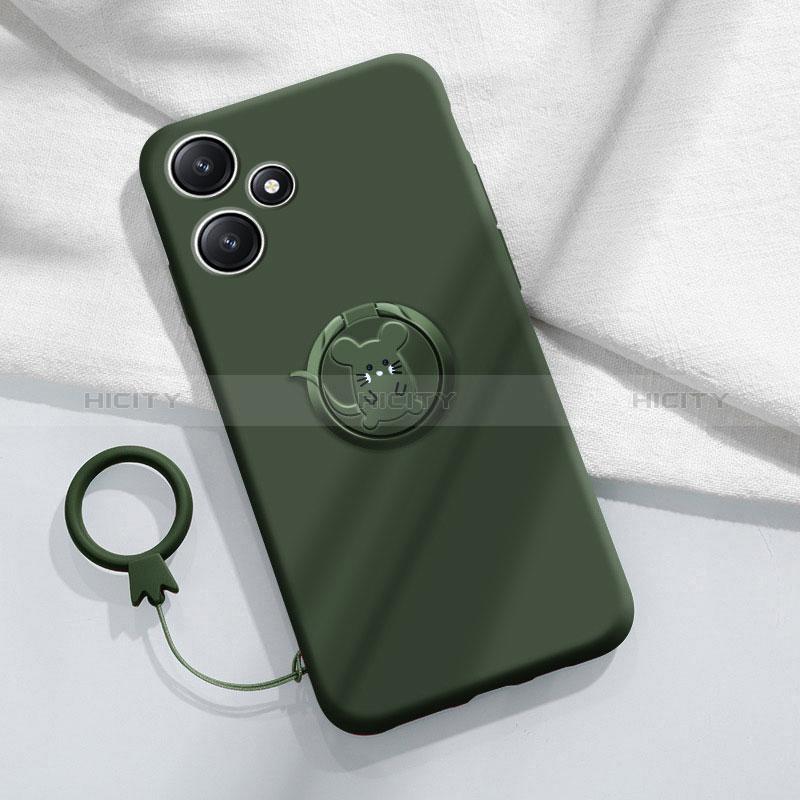 Coque Ultra Fine Silicone Souple Housse Etui avec Support Bague Anneau Aimante Magnetique S01 pour Xiaomi Poco M6 Pro 5G Plus