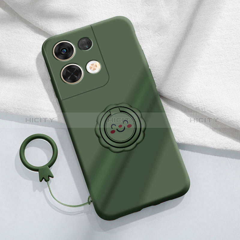 Coque Ultra Fine Silicone Souple Housse Etui avec Support Bague Anneau Aimante Magnetique S01 pour Xiaomi Redmi Note 13 5G Vert Nuit Plus