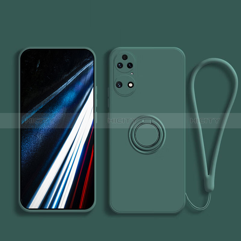 Coque Ultra Fine Silicone Souple Housse Etui avec Support Bague Anneau Aimante Magnetique S02 pour Huawei P50 Pro Plus