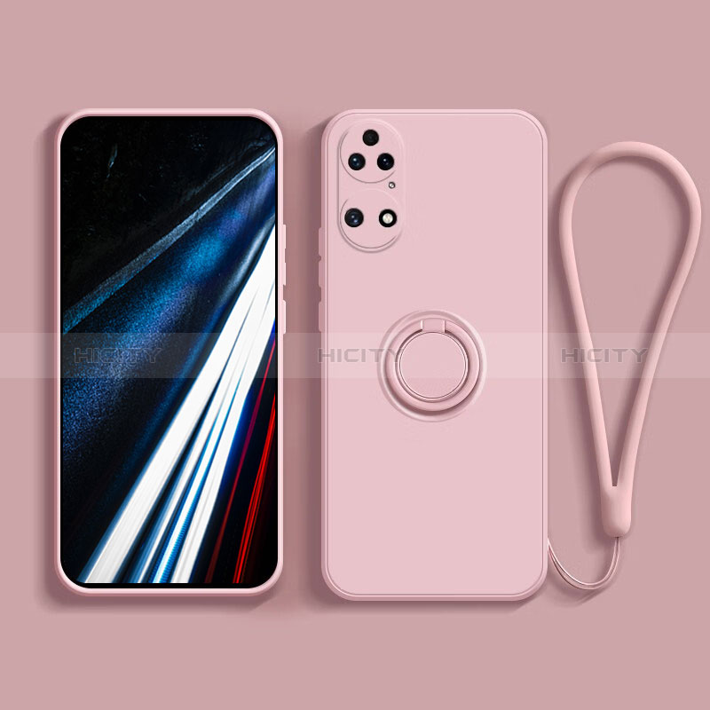 Coque Ultra Fine Silicone Souple Housse Etui avec Support Bague Anneau Aimante Magnetique S02 pour Huawei P50 Pro Plus