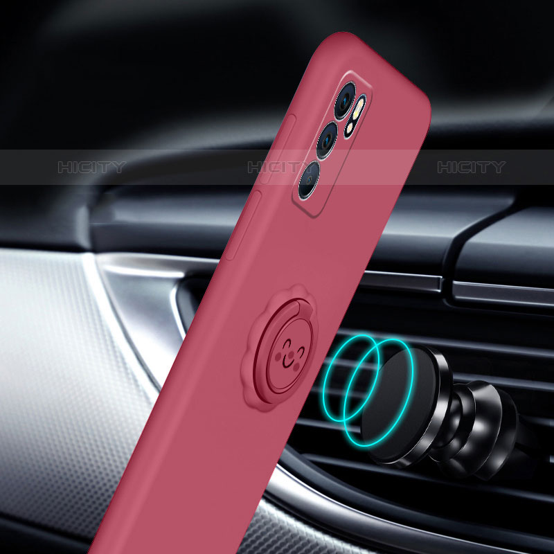 Coque Ultra Fine Silicone Souple Housse Etui avec Support Bague Anneau Aimante Magnetique S02 pour Oppo Reno6 5G Plus