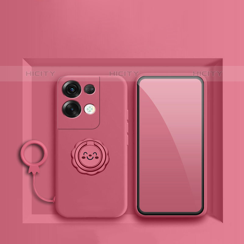 Coque Ultra Fine Silicone Souple Housse Etui avec Support Bague Anneau Aimante Magnetique S02 pour Oppo Reno9 Pro 5G Plus