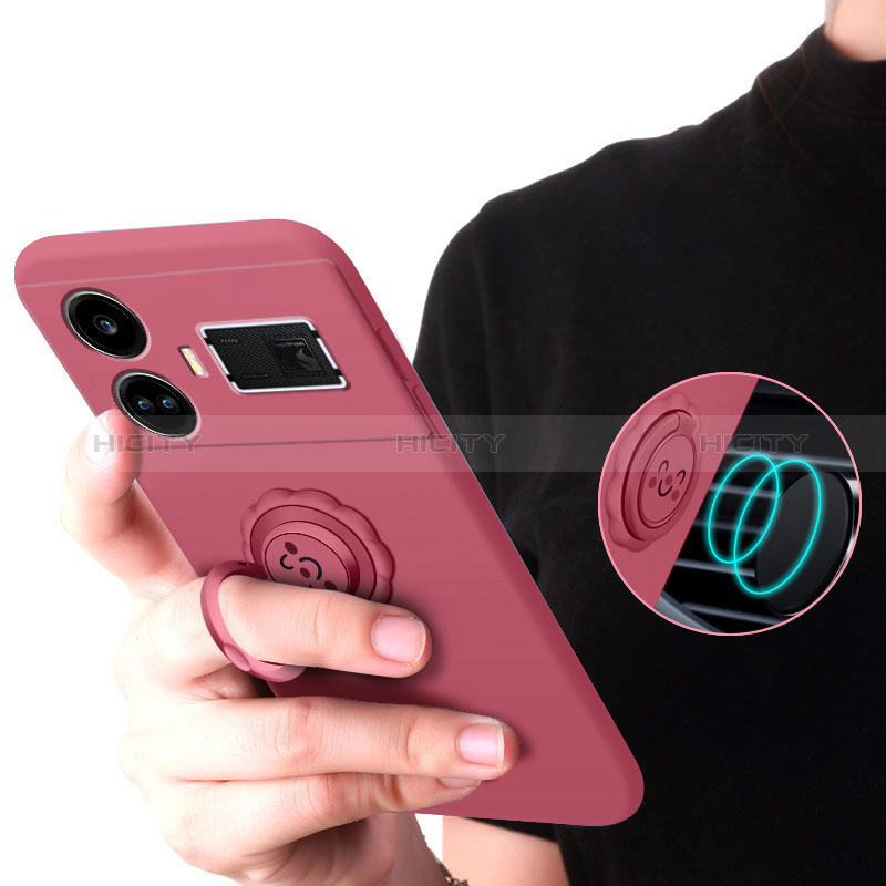 Coque Ultra Fine Silicone Souple Housse Etui avec Support Bague Anneau Aimante Magnetique S02 pour Realme GT Neo6 5G Plus