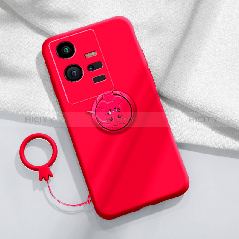 Coque Ultra Fine Silicone Souple Housse Etui avec Support Bague Anneau Aimante Magnetique S02 pour Vivo iQOO 11 5G Plus