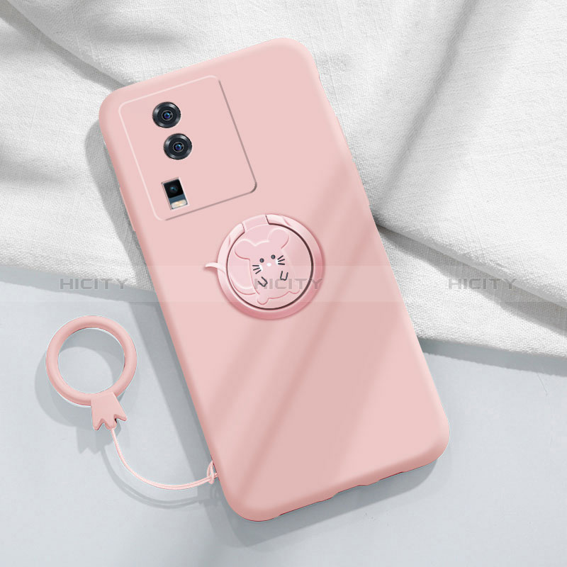 Coque Ultra Fine Silicone Souple Housse Etui avec Support Bague Anneau Aimante Magnetique S02 pour Vivo iQOO Neo7 5G Plus