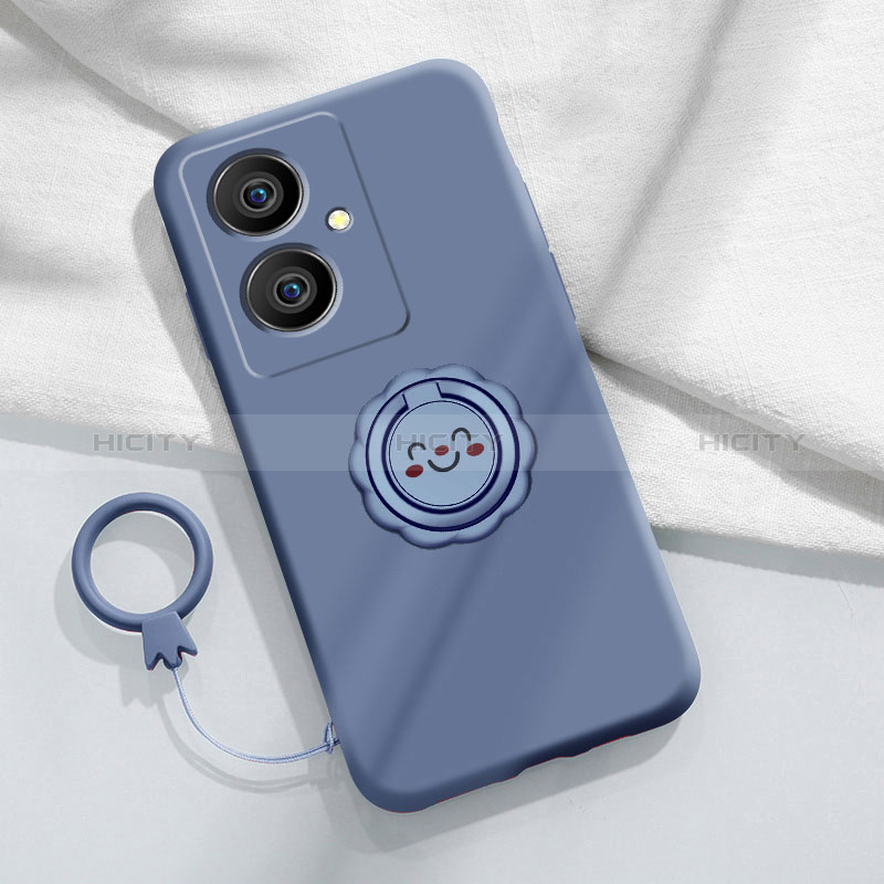 Coque Ultra Fine Silicone Souple Housse Etui avec Support Bague Anneau Aimante Magnetique S02 pour Vivo V29 Lite 5G Gris Lavende Plus