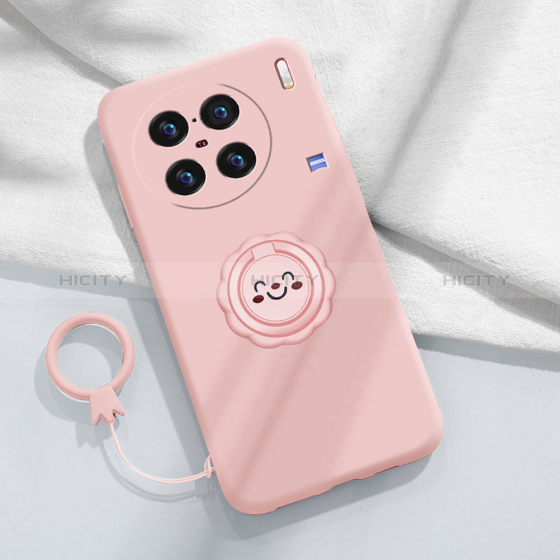 Coque Ultra Fine Silicone Souple Housse Etui avec Support Bague Anneau Aimante Magnetique S02 pour Vivo X90 5G Plus