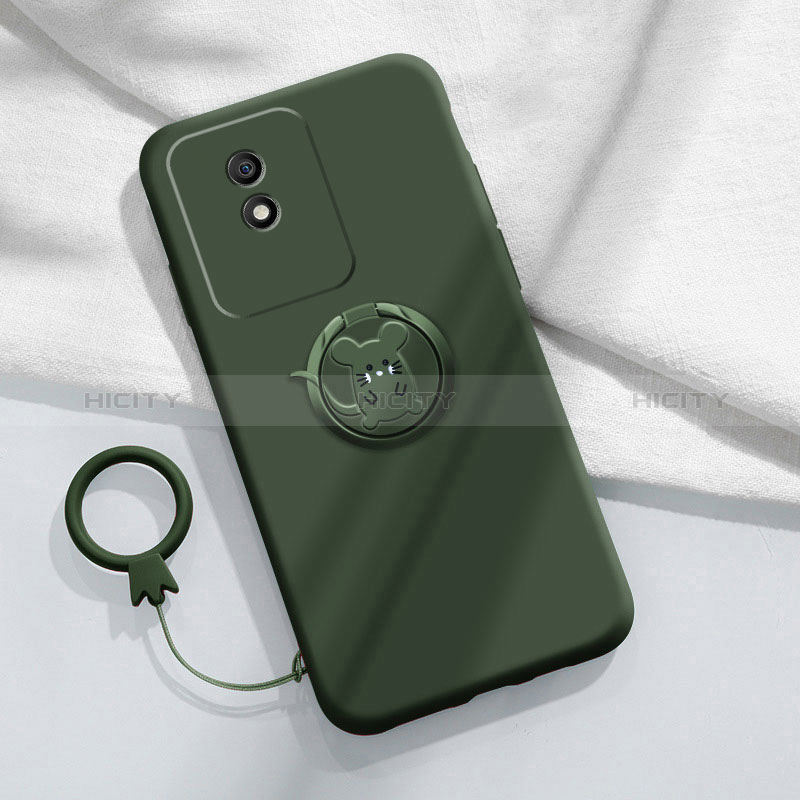 Coque Ultra Fine Silicone Souple Housse Etui avec Support Bague Anneau Aimante Magnetique S02 pour Vivo Y02A Plus