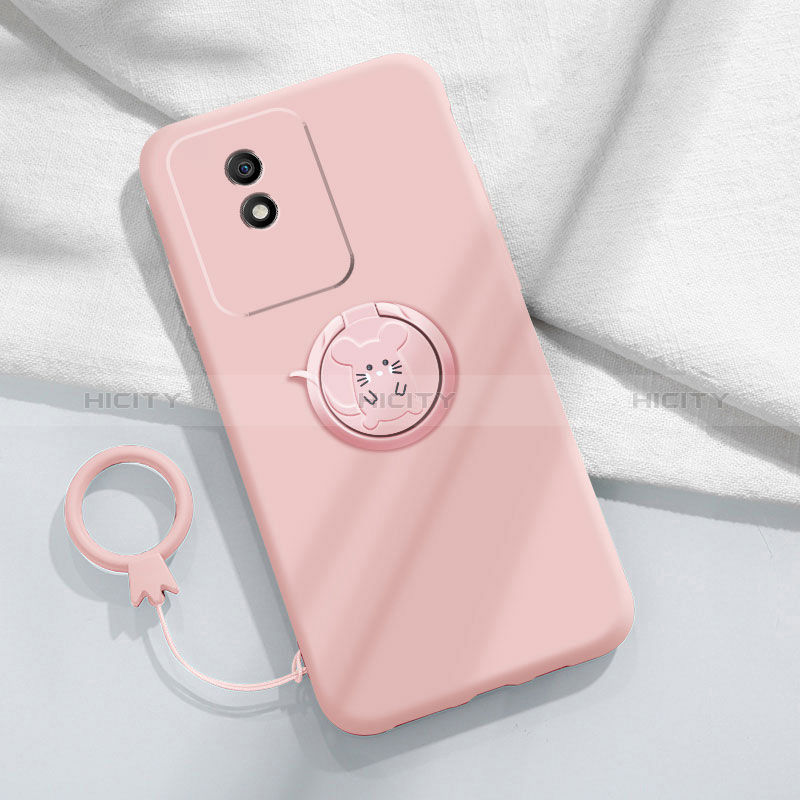 Coque Ultra Fine Silicone Souple Housse Etui avec Support Bague Anneau Aimante Magnetique S02 pour Vivo Y02t Plus