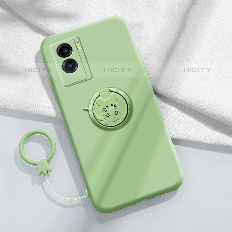 Coque Ultra Fine Silicone Souple Housse Etui avec Support Bague Anneau Aimante Magnetique S02 pour Vivo Y72t Vert Plus