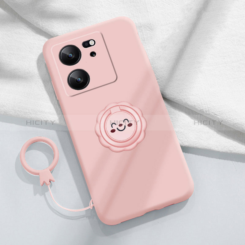 Coque Ultra Fine Silicone Souple Housse Etui avec Support Bague Anneau Aimante Magnetique S02 pour Xiaomi Mi 13T 5G Plus