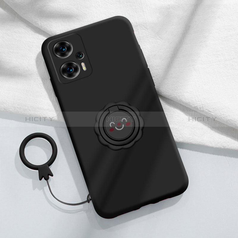 Coque Ultra Fine Silicone Souple Housse Etui avec Support Bague Anneau Aimante Magnetique S02 pour Xiaomi Poco F5 5G Noir Plus