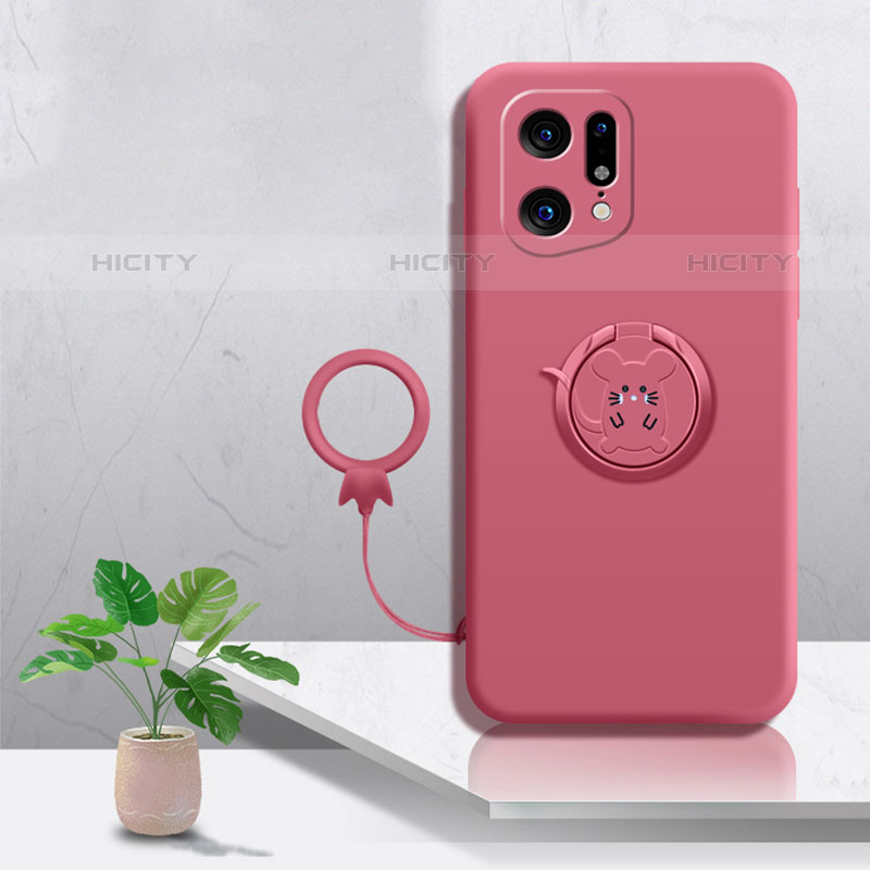 Coque Ultra Fine Silicone Souple Housse Etui avec Support Bague Anneau Aimante Magnetique S03 pour Oppo Find X5 Pro 5G Plus