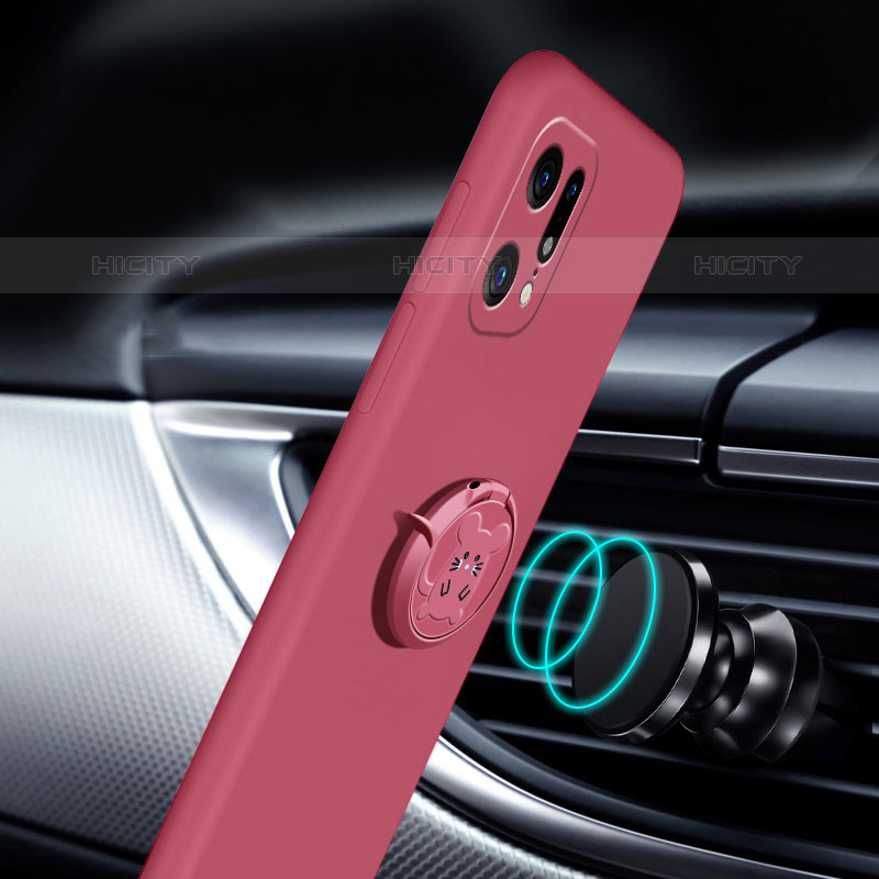 Coque Ultra Fine Silicone Souple Housse Etui avec Support Bague Anneau Aimante Magnetique S03 pour Oppo Find X5 Pro 5G Plus