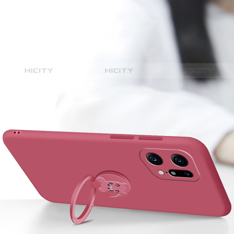 Coque Ultra Fine Silicone Souple Housse Etui avec Support Bague Anneau Aimante Magnetique S03 pour Oppo Find X5 Pro 5G Plus