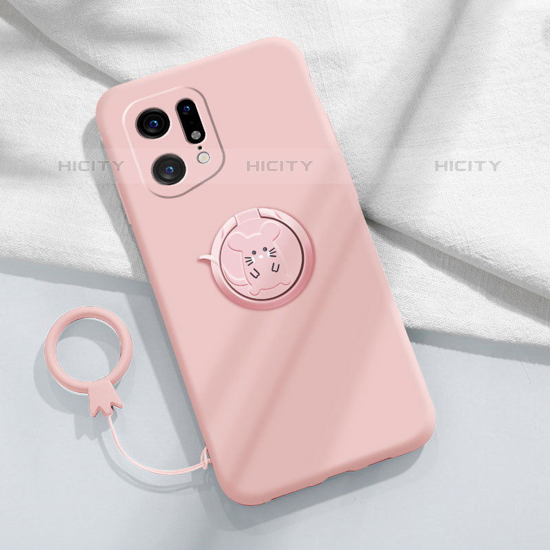 Coque Ultra Fine Silicone Souple Housse Etui avec Support Bague Anneau Aimante Magnetique S03 pour Oppo Find X5 Pro 5G Plus