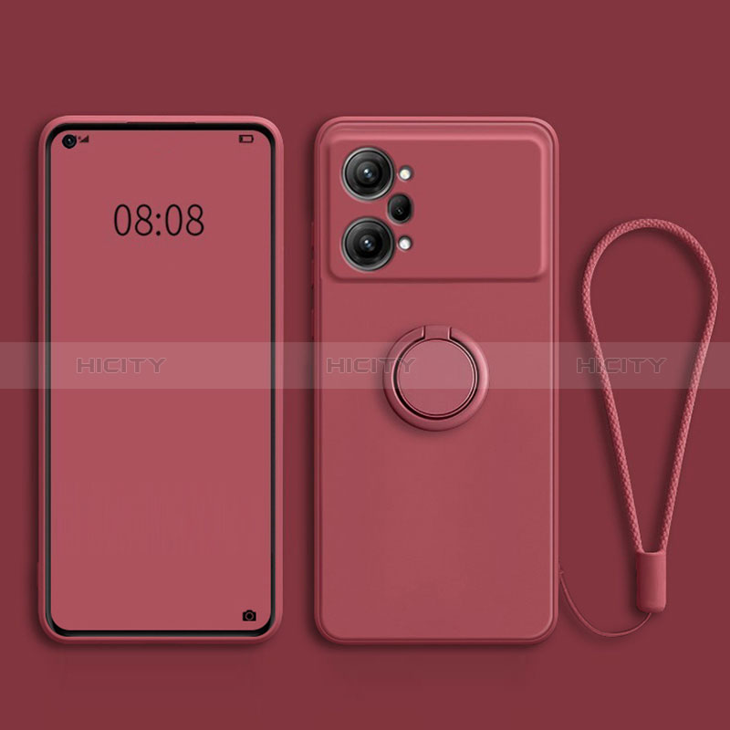 Coque Ultra Fine Silicone Souple Housse Etui avec Support Bague Anneau Aimante Magnetique S03 pour Oppo K10 Pro 5G Rouge Plus