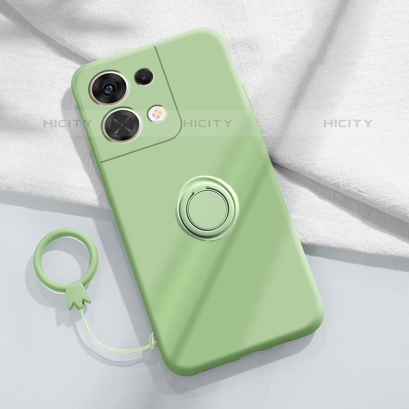 Coque Ultra Fine Silicone Souple Housse Etui avec Support Bague Anneau Aimante Magnetique S03 pour Oppo Reno9 5G Vert Plus