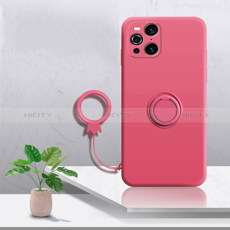 Coque Ultra Fine Silicone Souple Housse Etui avec Support Bague Anneau Aimante Magnetique S04 pour Oppo Find X3 5G Plus