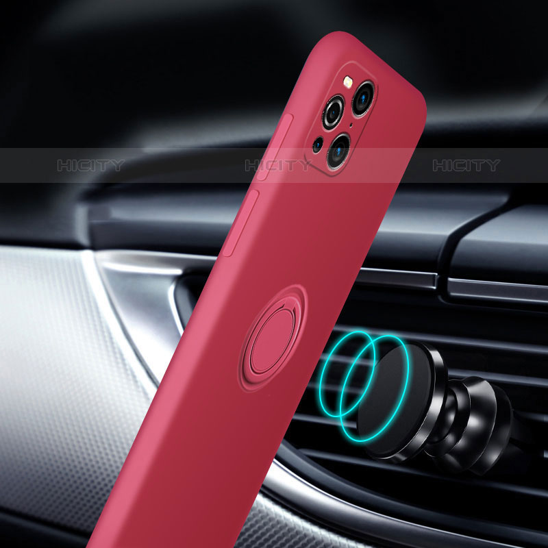 Coque Ultra Fine Silicone Souple Housse Etui avec Support Bague Anneau Aimante Magnetique S04 pour Oppo Find X3 Pro 5G Plus