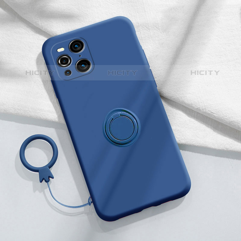 Coque Ultra Fine Silicone Souple Housse Etui avec Support Bague Anneau Aimante Magnetique S04 pour Oppo Find X3 Pro 5G Plus