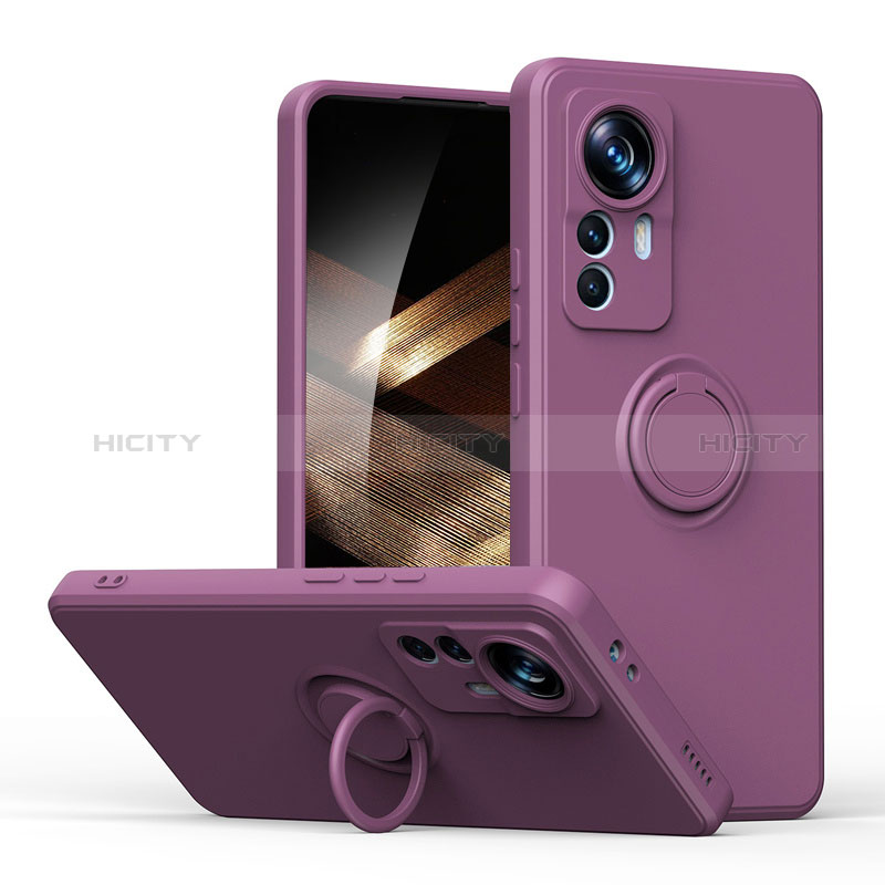 Coque Ultra Fine Silicone Souple Housse Etui avec Support Bague Anneau Aimante Magnetique S05 pour Xiaomi Redmi Note 12S Violet Plus