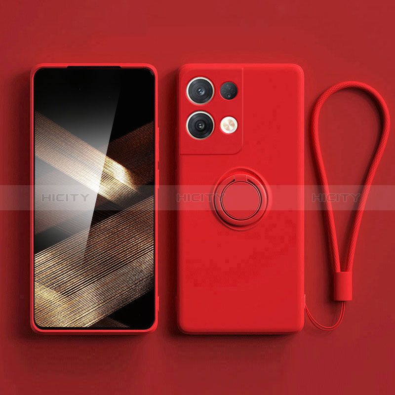 Coque Ultra Fine Silicone Souple Housse Etui avec Support Bague Anneau Aimante Magnetique S06 pour Xiaomi Redmi Note 13 5G Rouge Plus