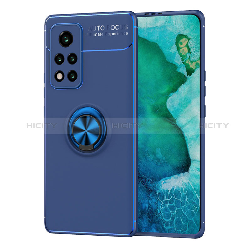 Coque Ultra Fine Silicone Souple Housse Etui avec Support Bague Anneau Aimante Magnetique SD1 pour Huawei Honor V40 5G Bleu Plus