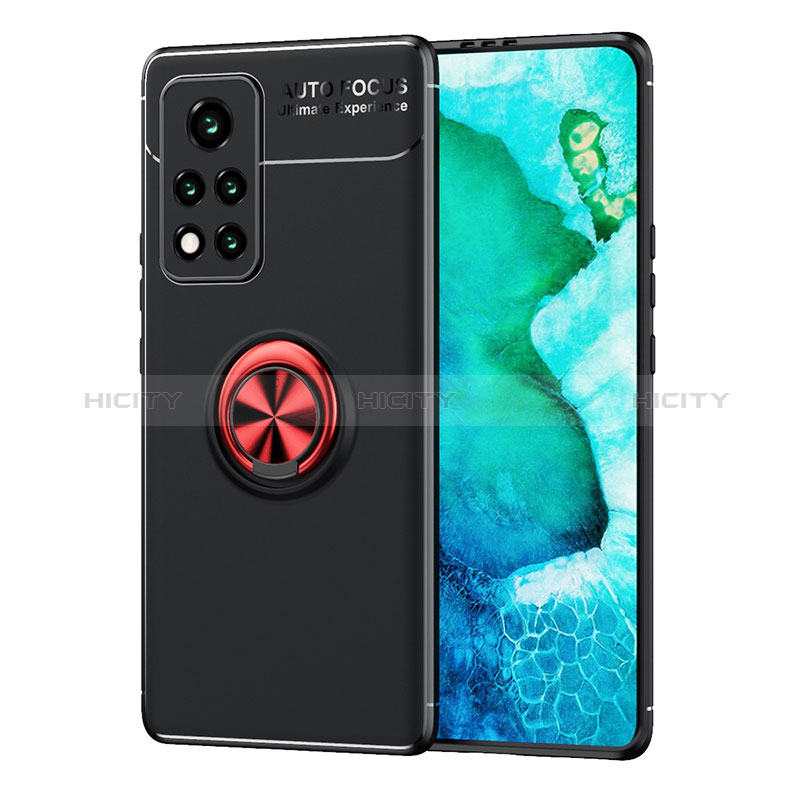 Coque Ultra Fine Silicone Souple Housse Etui avec Support Bague Anneau Aimante Magnetique SD1 pour Huawei Honor V40 5G Rouge et Noir Plus