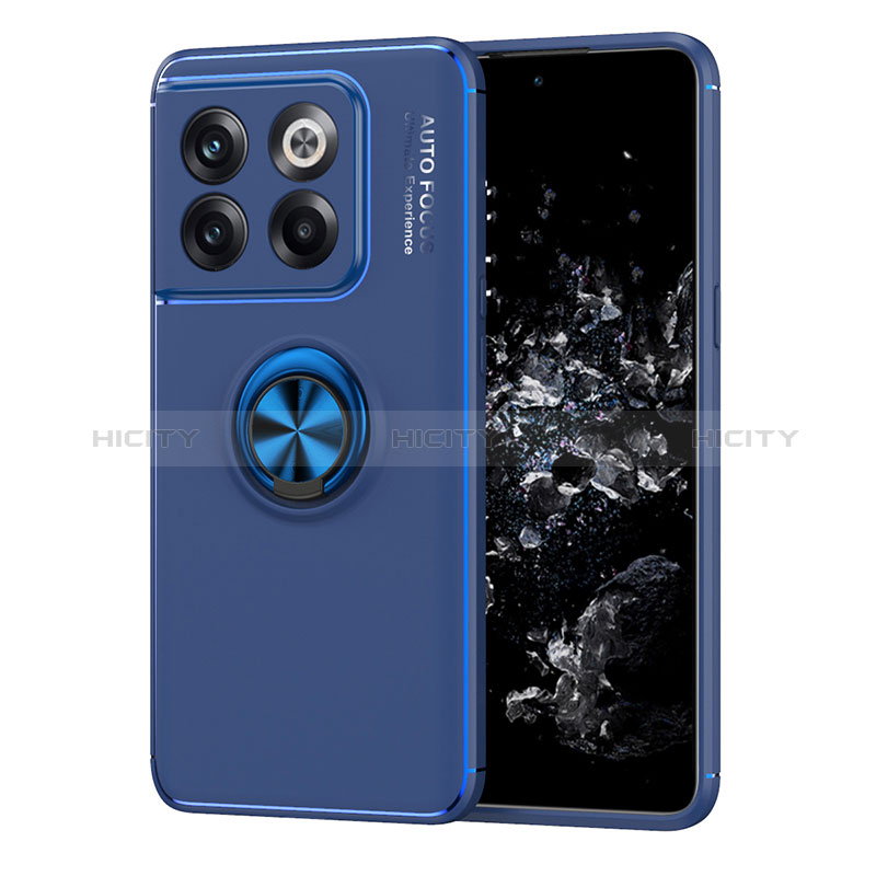 Coque Ultra Fine Silicone Souple Housse Etui avec Support Bague Anneau Aimante Magnetique SD1 pour OnePlus 10T 5G Bleu Plus