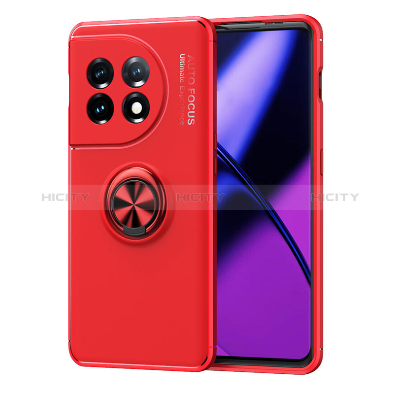 Coque Ultra Fine Silicone Souple Housse Etui avec Support Bague Anneau Aimante Magnetique SD1 pour OnePlus 11R 5G Rouge Plus