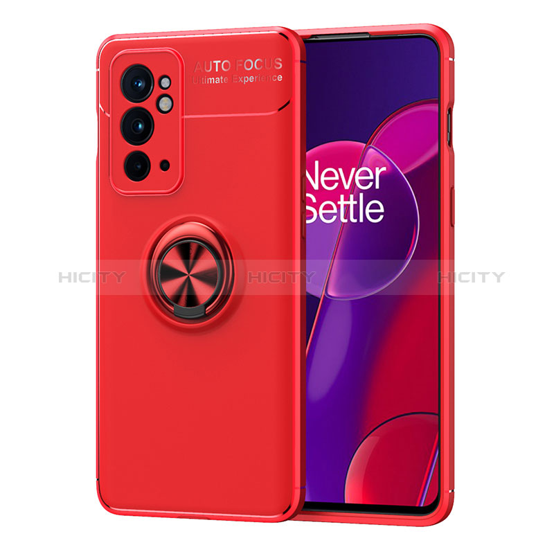 Coque Ultra Fine Silicone Souple Housse Etui avec Support Bague Anneau Aimante Magnetique SD1 pour OnePlus 9RT 5G Rouge Plus