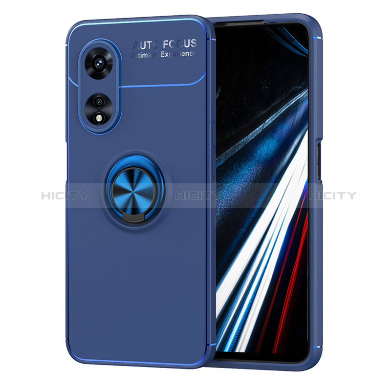 Coque Ultra Fine Silicone Souple Housse Etui avec Support Bague Anneau Aimante Magnetique SD1 pour Oppo A18 Bleu Plus