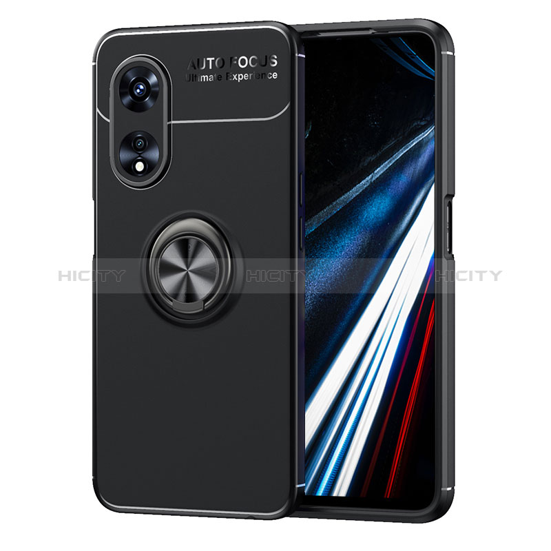 Coque Ultra Fine Silicone Souple Housse Etui avec Support Bague Anneau Aimante Magnetique SD1 pour Oppo A78 4G Noir Plus