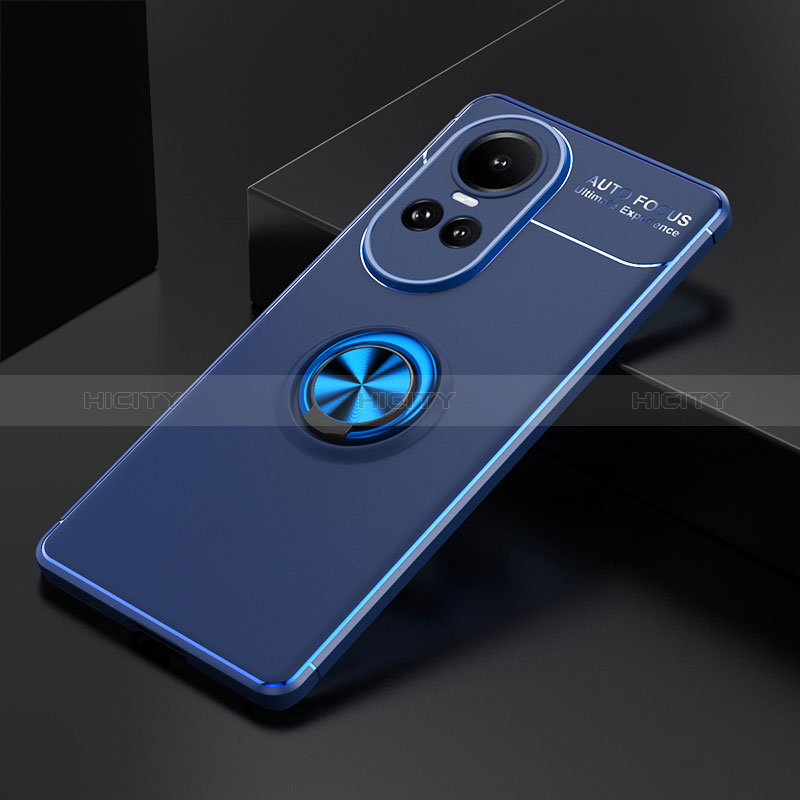 Coque Ultra Fine Silicone Souple Housse Etui avec Support Bague Anneau Aimante Magnetique SD1 pour Oppo Reno10 Pro 5G Bleu Plus