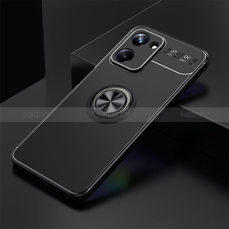 Coque Ultra Fine Silicone Souple Housse Etui avec Support Bague Anneau Aimante Magnetique SD1 pour Realme 10 Pro 5G Noir Plus