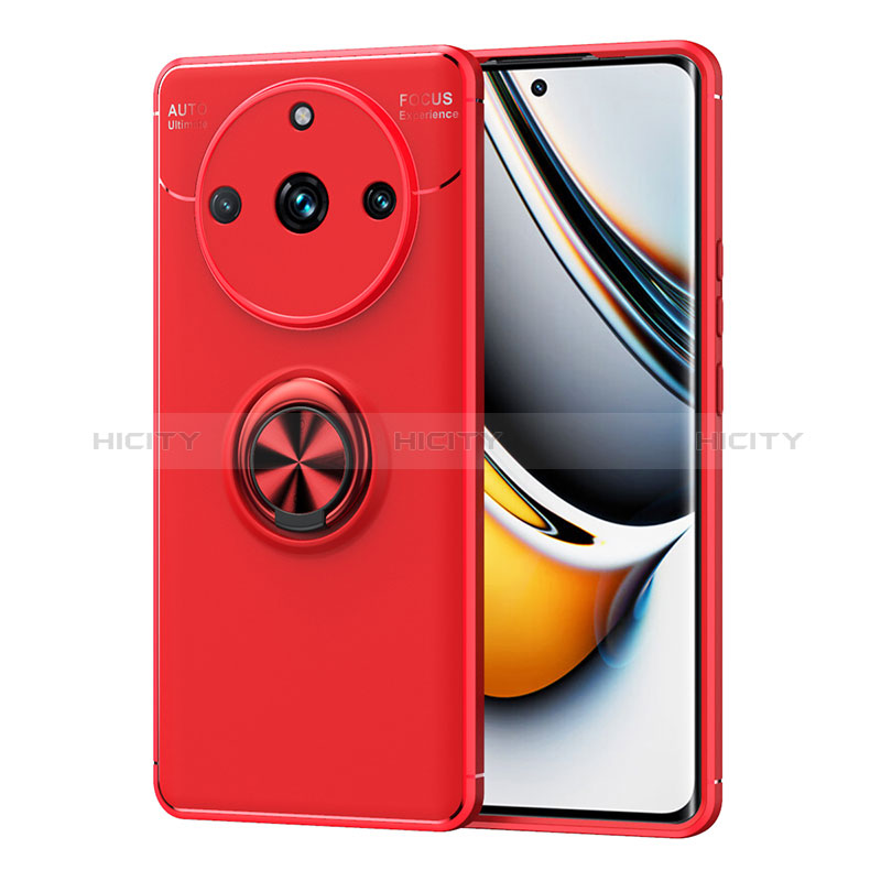 Coque Ultra Fine Silicone Souple Housse Etui avec Support Bague Anneau Aimante Magnetique SD1 pour Realme 11 Pro 5G Rouge Plus