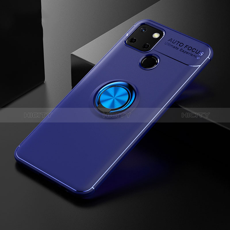 Coque Ultra Fine Silicone Souple Housse Etui avec Support Bague Anneau Aimante Magnetique SD1 pour Realme 7i RMX2193 Bleu Plus