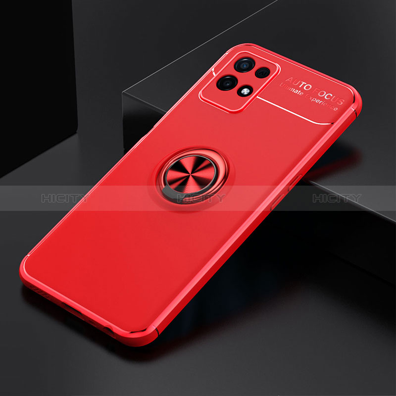 Coque Ultra Fine Silicone Souple Housse Etui avec Support Bague Anneau Aimante Magnetique SD1 pour Realme 8i Rouge Plus