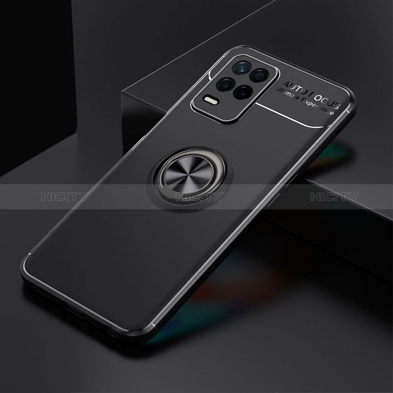 Coque Ultra Fine Silicone Souple Housse Etui avec Support Bague Anneau Aimante Magnetique SD1 pour Realme 8s 5G Noir Plus