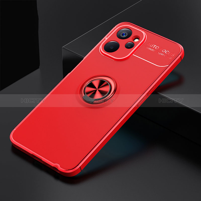 Coque Ultra Fine Silicone Souple Housse Etui avec Support Bague Anneau Aimante Magnetique SD1 pour Realme 9i 5G Rouge Plus