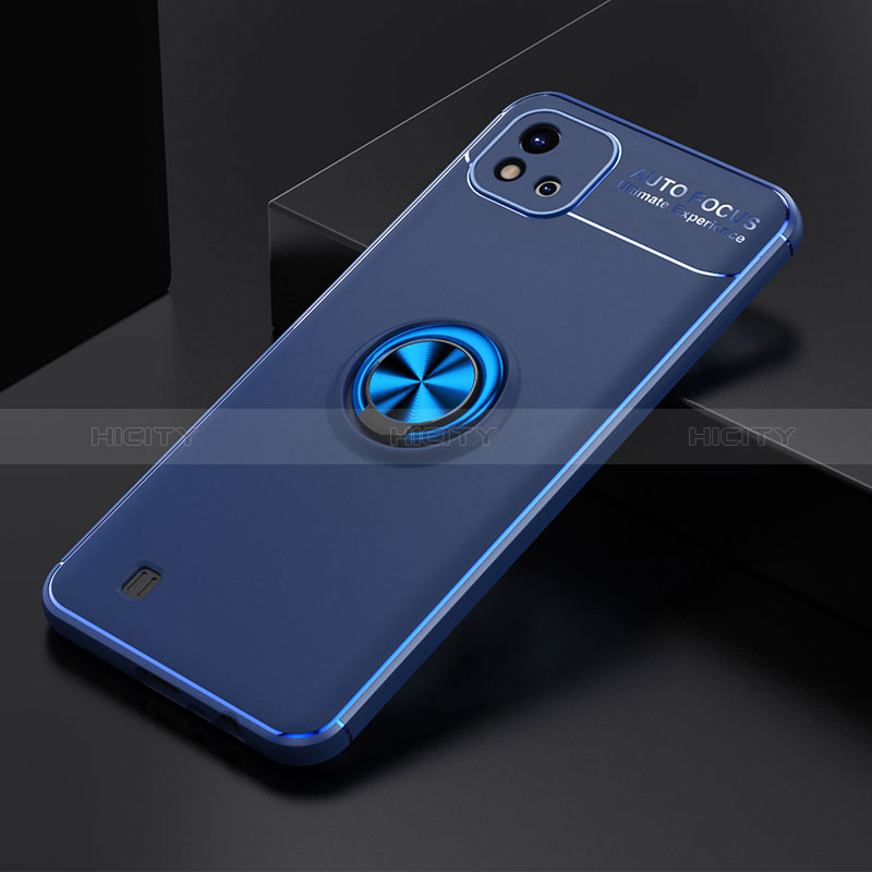 Coque Ultra Fine Silicone Souple Housse Etui avec Support Bague Anneau Aimante Magnetique SD1 pour Realme C11 (2021) Bleu Plus