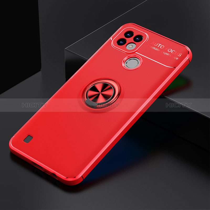 Coque Ultra Fine Silicone Souple Housse Etui avec Support Bague Anneau Aimante Magnetique SD1 pour Realme C21 Rouge Plus