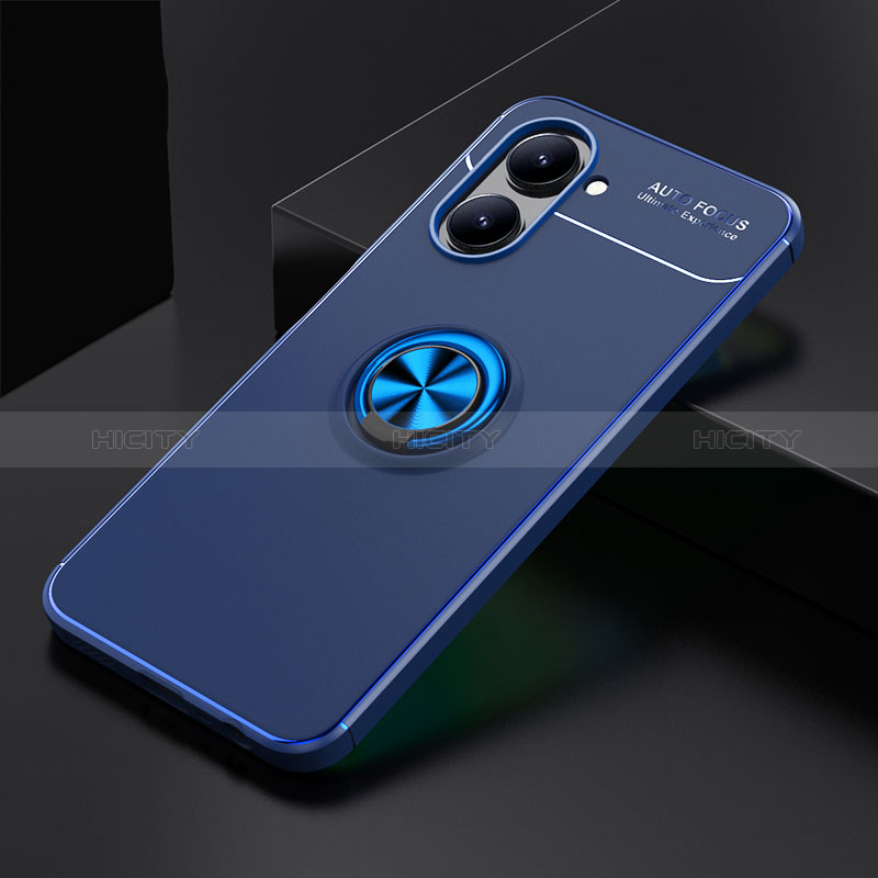 Coque Ultra Fine Silicone Souple Housse Etui avec Support Bague Anneau Aimante Magnetique SD1 pour Realme C33 (2023) Bleu Plus