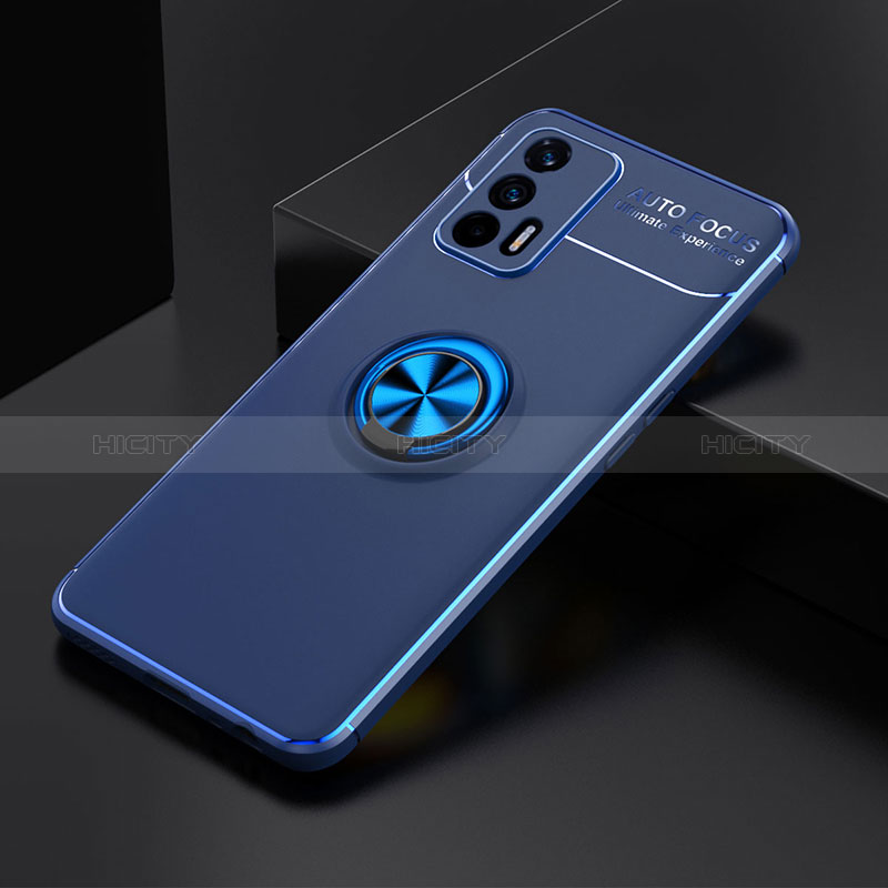 Coque Ultra Fine Silicone Souple Housse Etui avec Support Bague Anneau Aimante Magnetique SD1 pour Realme GT 5G Bleu Plus