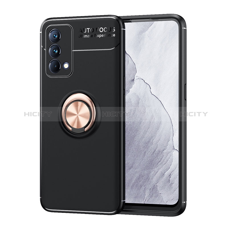 Coque Ultra Fine Silicone Souple Housse Etui avec Support Bague Anneau Aimante Magnetique SD1 pour Realme GT Master 5G Or et Noir Plus