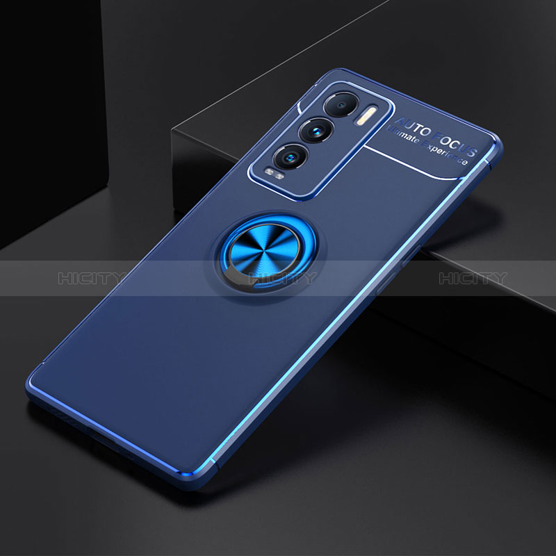 Coque Ultra Fine Silicone Souple Housse Etui avec Support Bague Anneau Aimante Magnetique SD1 pour Realme GT Master Explorer 5G Bleu Plus