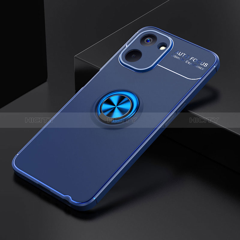 Coque Ultra Fine Silicone Souple Housse Etui avec Support Bague Anneau Aimante Magnetique SD1 pour Realme Q5x 5G Bleu Plus